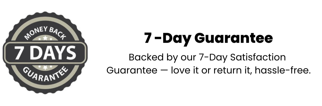 7-Day Guarantee badge with text on a white background