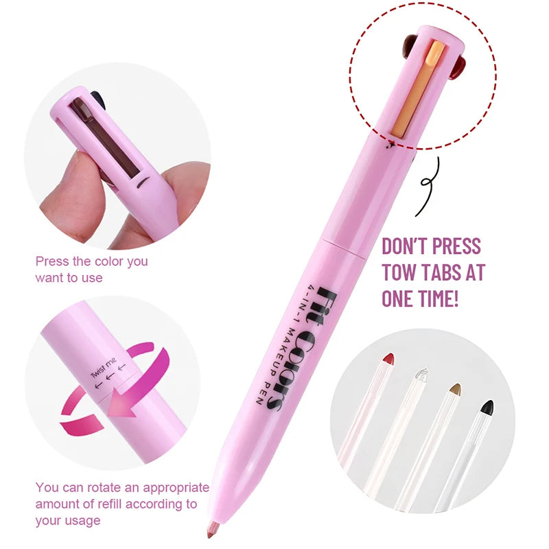 4-in-1 Waterproof Eyebrow Pencil Lip Liner Highlighter Pen