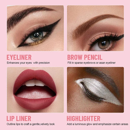4-in-1 Waterproof Eyebrow Pencil Lip Liner Highlighter Pen